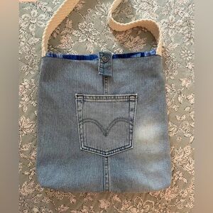 Upcycled Denim Shoulder Bag made from Recycled Blue Jeans
